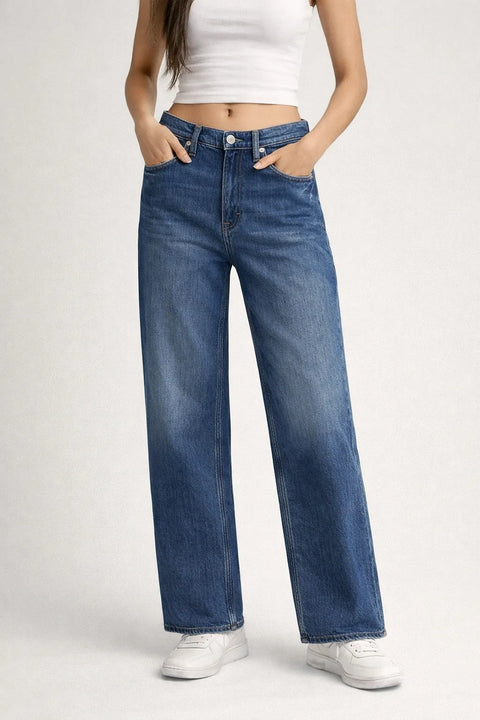 Tommy Jeans Women's Blue Denim  Wide Leg Jeans | Tommy Jeans in Lebanon
