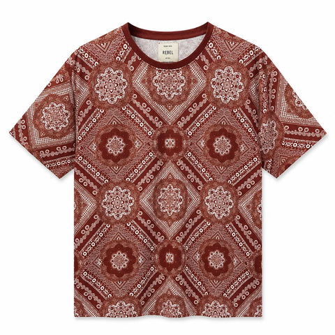 Redefined Rebel Men's Maroon & White Printed T-Shirt | Redefined Rebel In Lebanon