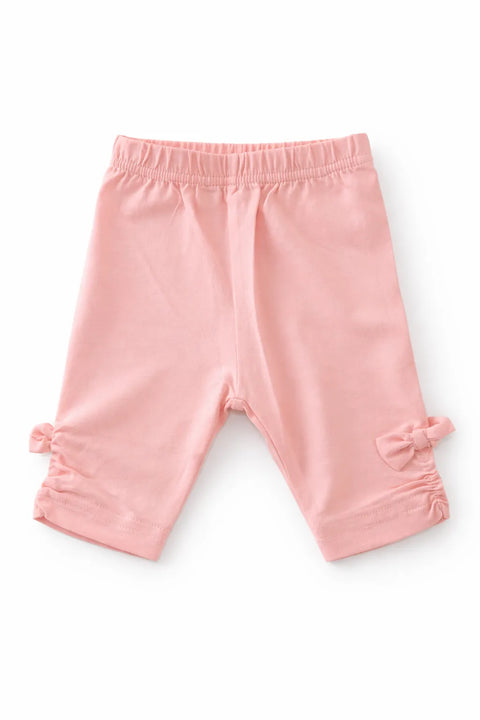 Ativo Baby Girl's Light Coral Smocked Hem With Bows Leggings | Ativo In Lebanon