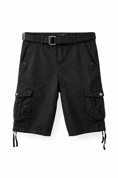 Blu Rock New York Men's Black Distressed Belted Cotton Cargo Shorts | Blu Rock New York In Lebanon
