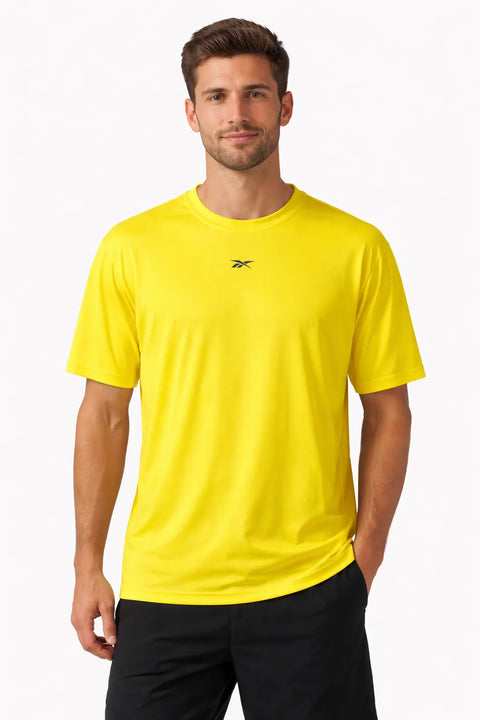 Reebok Men's Yellow TS AC Solid Move Tee T-Shirt | Reebok in Lebanon