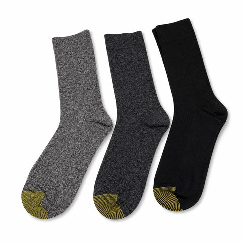 Gold Toe  Men's Black Gray 3-Pair Pack  Cotton Crew Socks |Gold Toe  in Lebanon