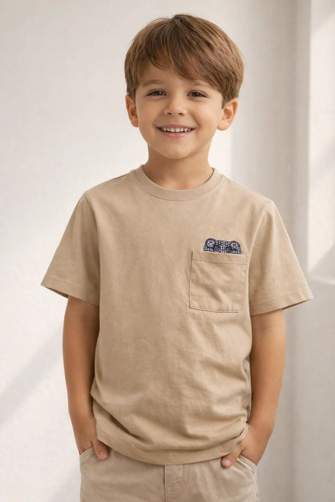 Target Boy's Tan Short Sleeve Stitched T-Shirt| Target  in Lebanon