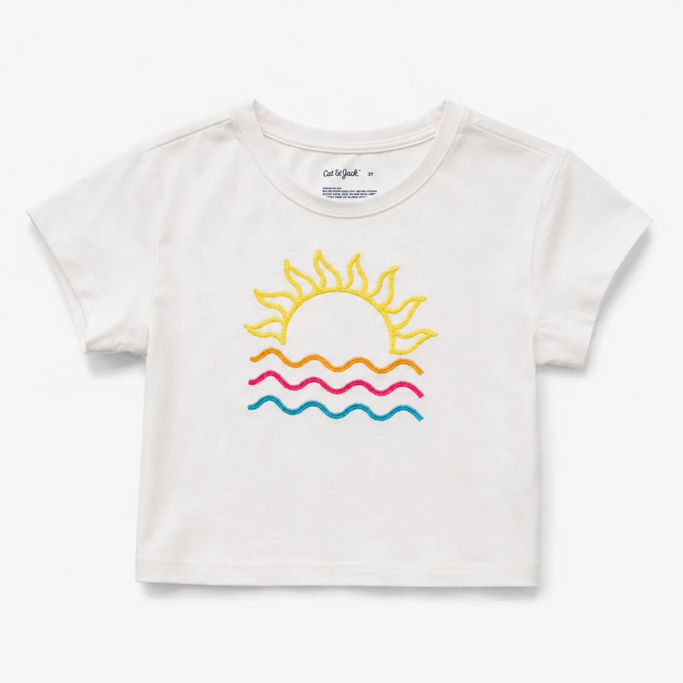 Cat & Jack Girl's White Front Embroidery T-Shirt | Cat & Jack In Lebanon