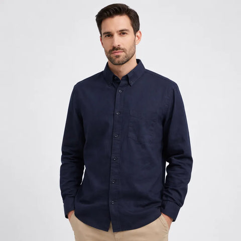 Celio Men's Navy Solid Regular Fit Long Sleeve Shirt|Celio In Lebanon