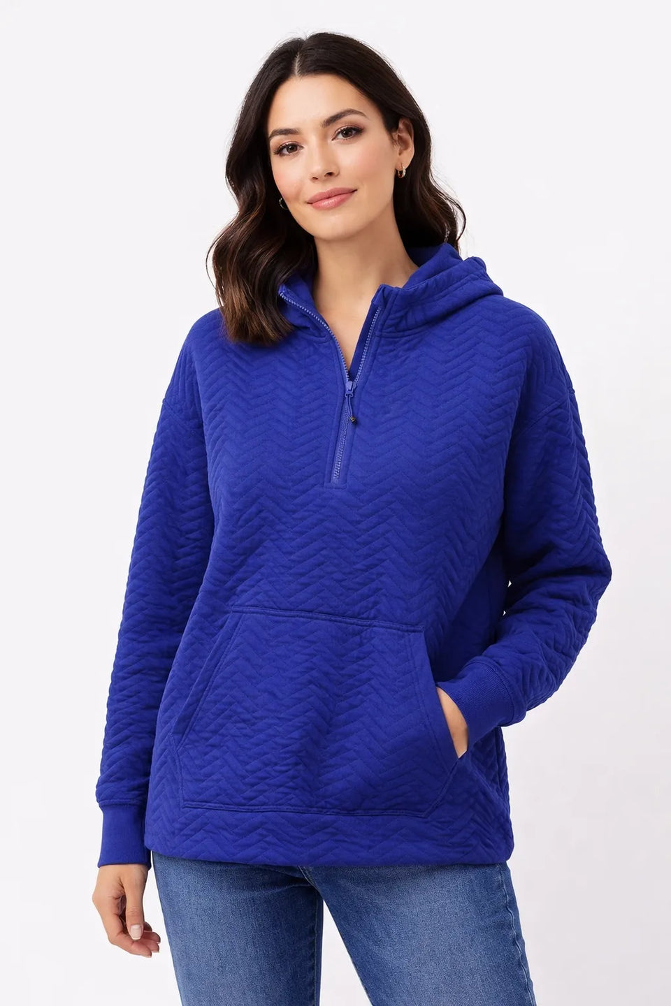 Id Idology Women's Blue Activewear Lace up Hoodie| Id Idology in Lebanon