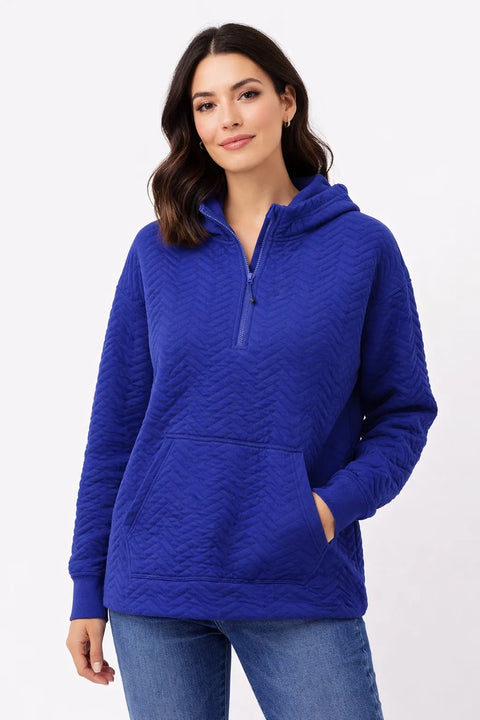 Id Idology Women's Blue Activewear Lace up Hoodie  | Id Idology in Lebanon