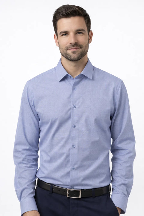 Tom Baine Men's Blue Checkered Performance Dress Shirt | Tom Baine In Lebanon