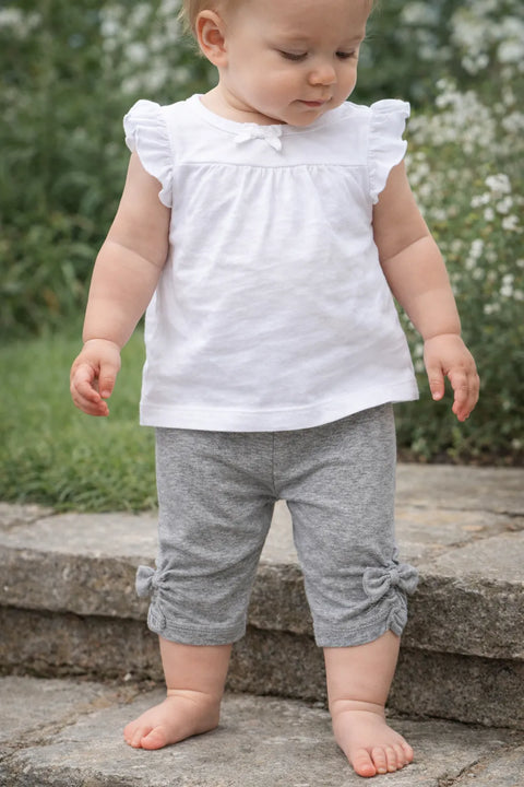 Ativo Baby Girl's Grey Legging With Ankle Bow | Ativo In Lebanon