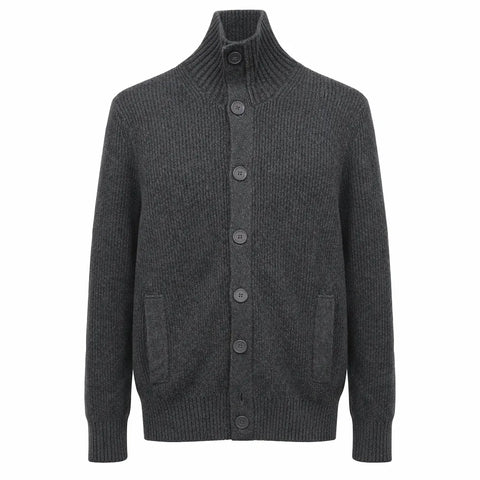 Celio Men's Dark Grey Cotton Blend Cardigan | Celio In Lebanon