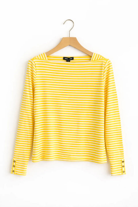 Nautica Jeans Women's White Yellow Cotton Striped Boat-Neck Sweater |  Nautica Jeans  in Lebanon