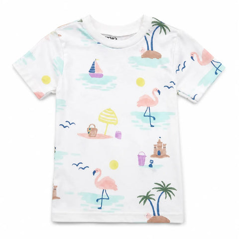 Carter's Baby Girl's White Multi Crew Neck T-shirt|Carter's In Lebanon