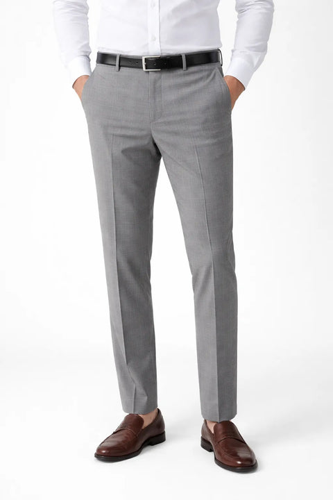 Celio Men's Gray Stretch Boamaury Checked Trousers | Celio In Lebanon