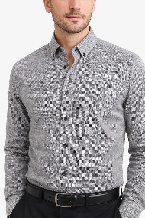 Michael Kors Men's Grey Printed Slim Fit Long-Sleeve Shirt | Michael Kors In Lebanon