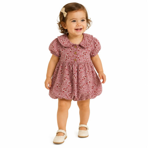 Cat & Jack Girls Dusty Rose Floral Button-Front Dress | Cat & Jack in Lebanon