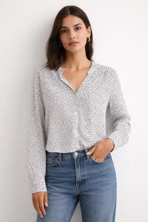 Sinsay Women's White Viscose with spots black T-Shirt  |Sinsay  in Lebanon
