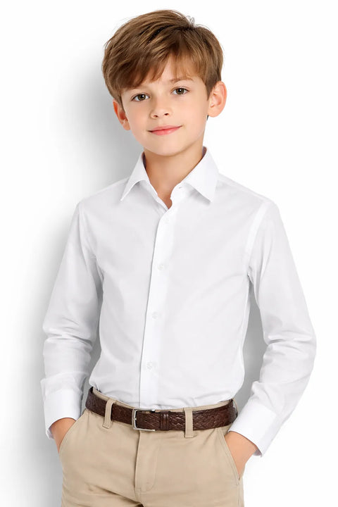Celio Boy's White  Solid Regular Fit Cotton Shirt | Celio in Lebanon