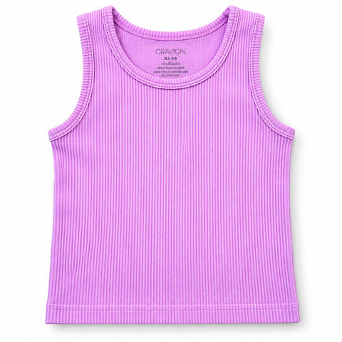 Grayson Mini Girl's Purple Crew Neck Ribbed Sleeveless Blouse|Grayson Mini In Lebanon
