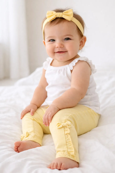 Ativo Baby Girl's Light Yellow Leggings | Ativo in Lebanon