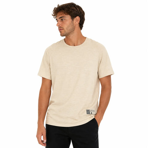 Redefined Rebel Men's Beige Crew Neck Short Sleeve T-Shirt | Redefined Rebel in Lebanon