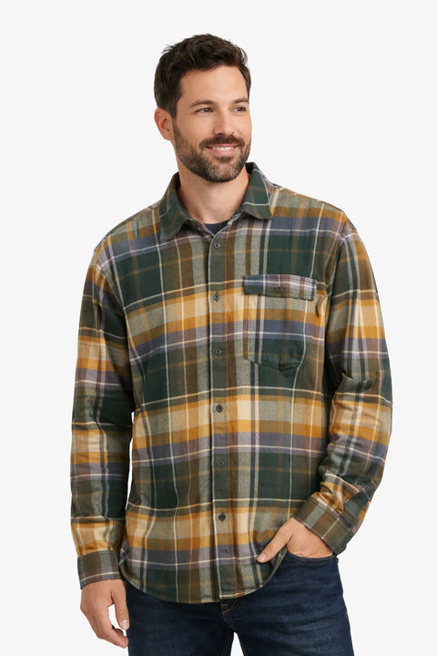 BASS Outdoor Men's Rubber Stretch Flannel Button Down Shirt with Collared Neck |BASS Outdoor  in Lebanon