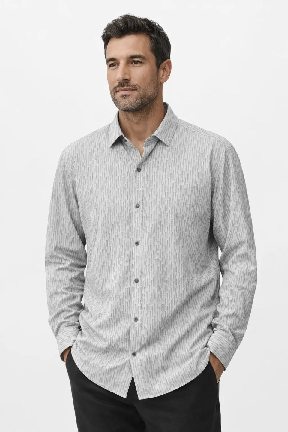 Alfani Men's Grey Regular-Fit Stripe Stret Shirt | Alfani In Lebanon