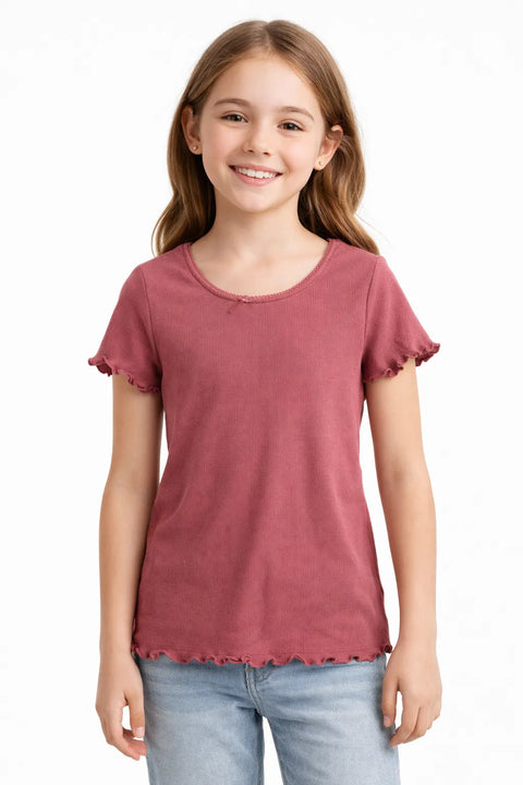Cat & Jack Girl's Dusty Rose Fitted Pointelle T-Shirt | Cat & Jack In Lebanon