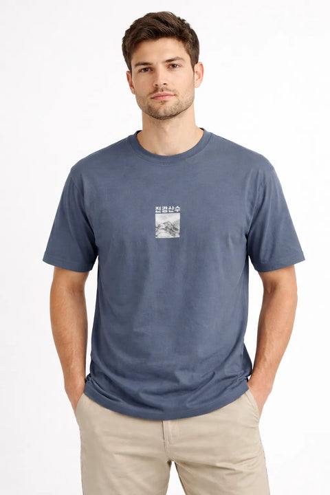 Celio Men’s Slate Blue Graphic T-Shirt | Celio in Lebanon