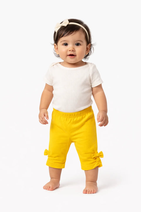 Ativo Baby Girl's Yellow Bow-Detail Capri Leggings | Ativo In Lebanon