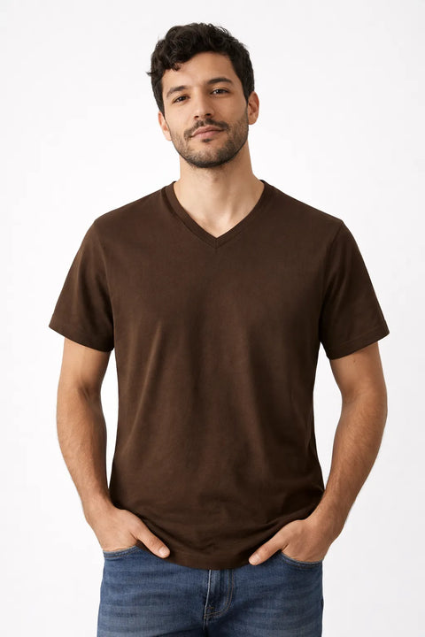 Celio Men's  Dark Olive Green V-neck T-Shirt | Celio in Lebanon