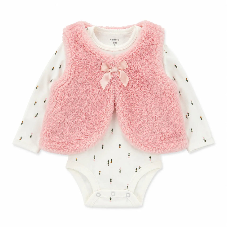 Carter's Baby Girl's Pink /White 2 pc Vest and Bodysuit Set | Carter's in Lebanon