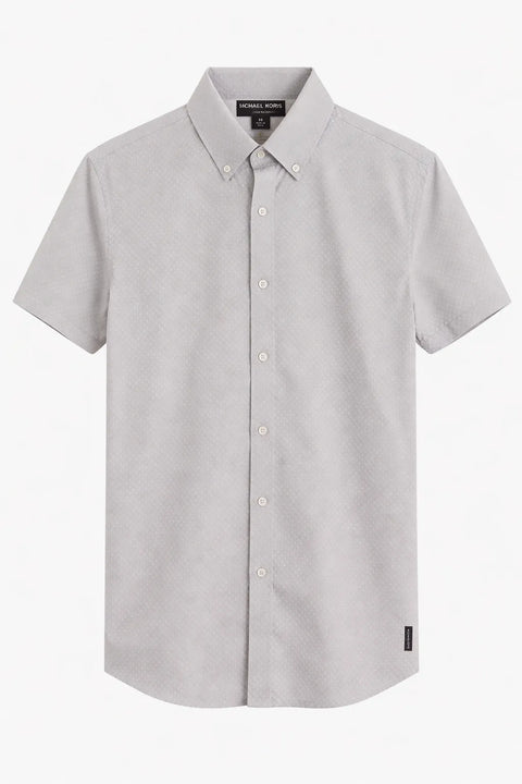 Michael Kors Men's Gray Slim-Fit Short-Sleeve Logo Shirt | Michael Kors In Lebanon