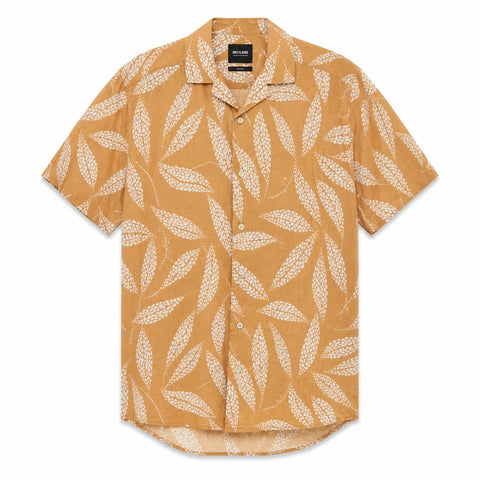 Only & Sons Men's Ochre & White Abstract Leaf Print Short-Sleeve Shirt | Only & Sons in Lebanon