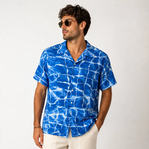 Only & Sons Men's Blue Multi Short Sleeve Shirt | Only & Sons In Lebanon