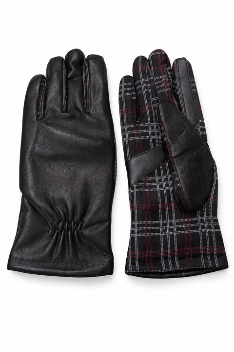 Isotoner Women's Black Leather Spandex Chevron Gloves | Isotoner In Lebanon