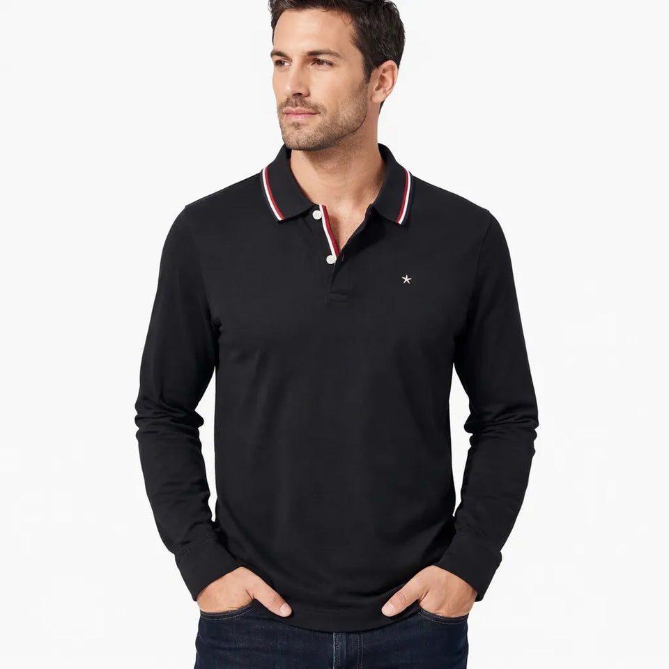 Celio Men's Black Long Sleeve Polo Blouse | Celio in Lebanon