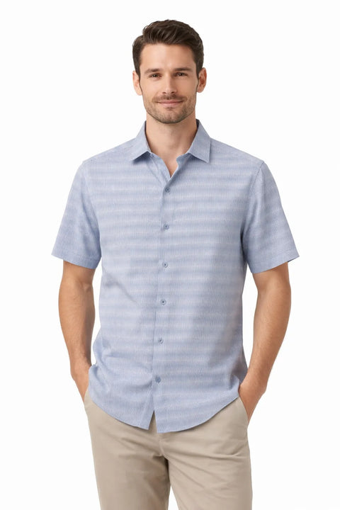 Alfani Men's Blue Fog Textured Stripe Shirt  | Alfani in Lebanon