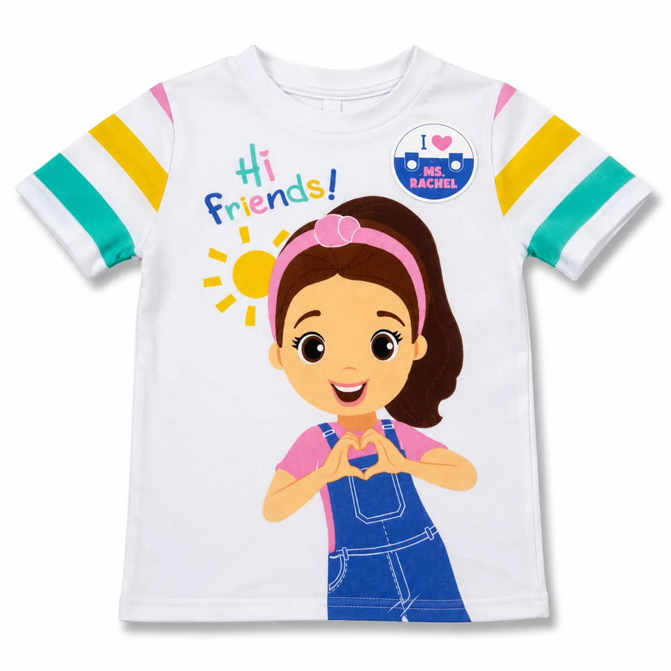 Ms. Rachel Baby Girl's Multicolor All Over Printed Crew Neck T-Shirts | Ms. Rachel In Lebanon