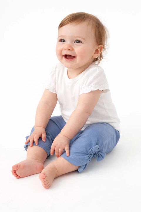 Ativo Baby Girl's Blue Legging With Ankle Bow | Ativo In Lebanon