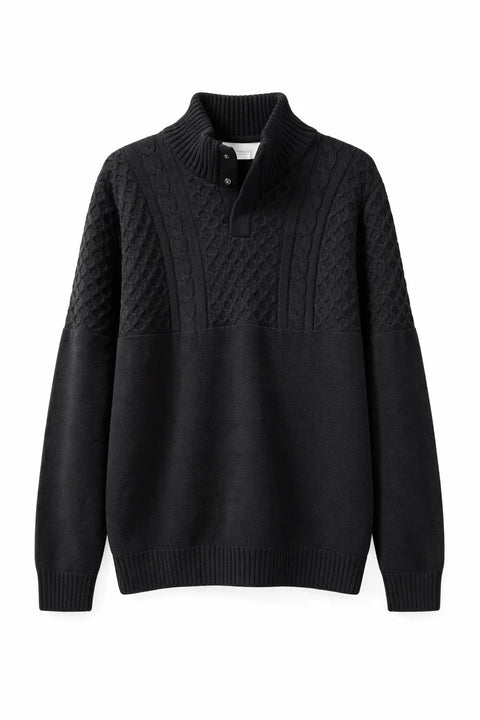 Celio Men's Black Solid Regular Fit Cotton Sweater|Celio In Lebanon