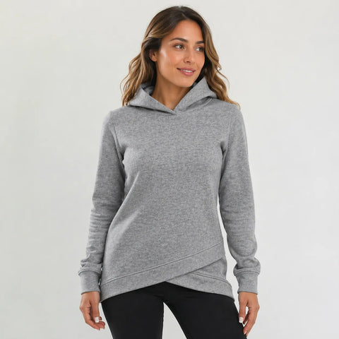 Tek Gear Women's Gray Cross-Over Hooded Hoodie | Tek Gear in Lebanon