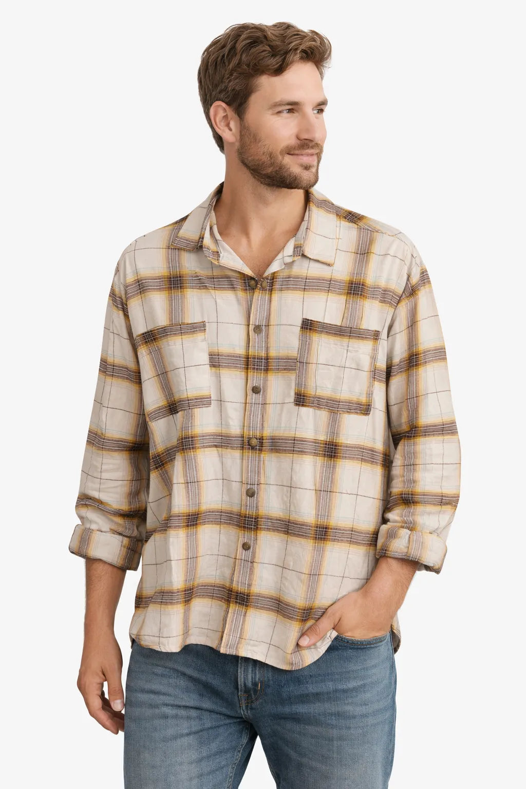 No Comment Men's Multicolor Plaid Stretch Flannel Shirt | No Comment In Lebanon