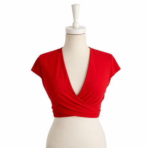 Jadah Women's Red Short Sleeve Blouse | Jadah In Lebanon