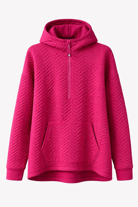 Id Ideology Women's Burgundy Quilted Chevron Quarter-Zip Hoodie | Id Ideology  in Lebanon