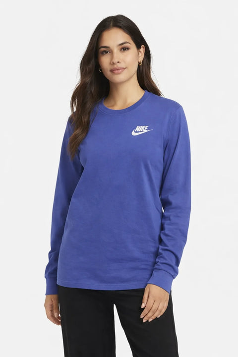 Nike Women's Blue Sportswear Club Cotton Long-Sleeve Blouse | Nike In Lebanon