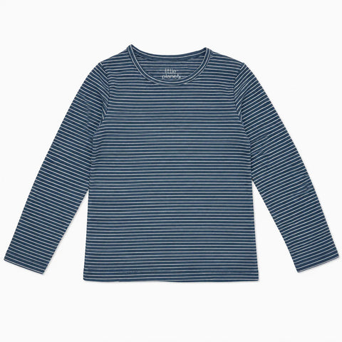 Little Planet Baby Boy's Washed Navy Striped White  T-Shirt   | Little Planet in Lebanon