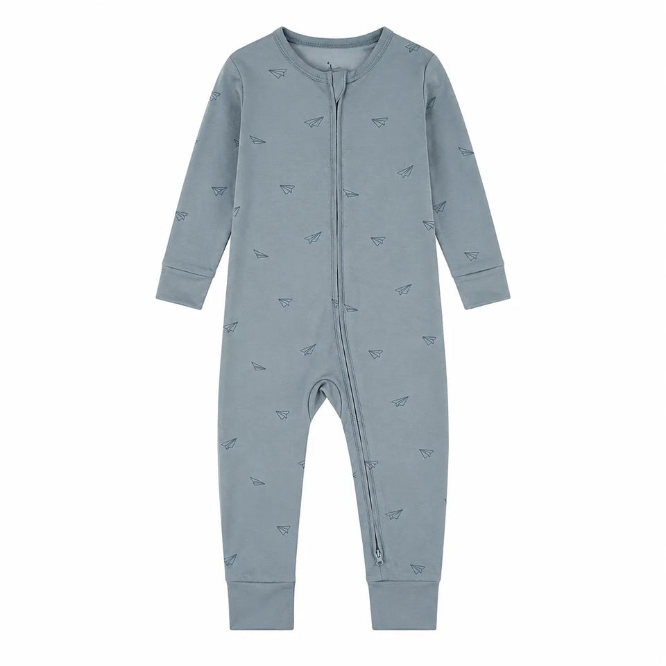 Cloud Island Boys Blue Paper Plane Print Zippered Sleep & Play Overall | Cloud Island in Lebanon