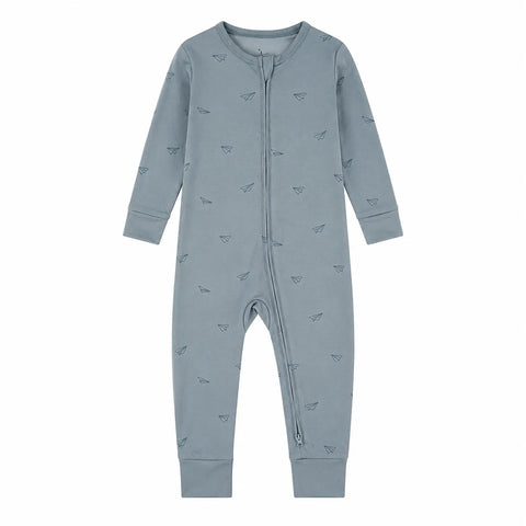 Cloud Island   Boys Blue Paper Plane Print Zippered Sleep & Play Overall | Cloud Island in Lebanon