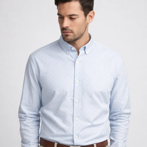 Celio Men's Light Blue Printed Slim Fit Shirt | Celio In Lebanon