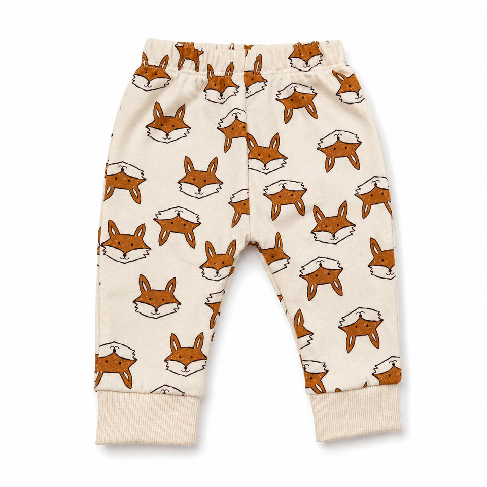 Cat & Jack Baby Boy's Light Beige All Over Fox Print Pattern With Cuffs Sweatpants| Cat & Jackin Lebanon